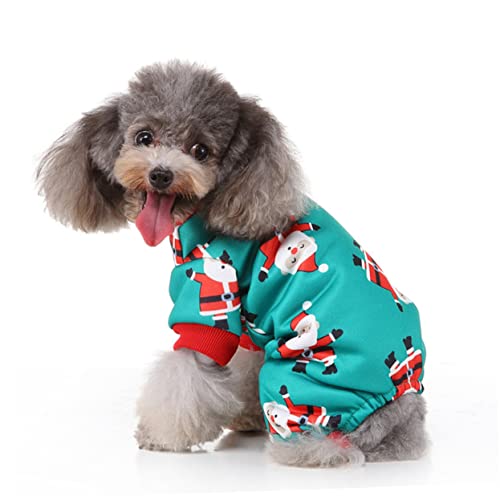 and Home Party M Kitten Cats Creative Xmas for Sdz Shirts Santa Christmas Decor Cat Claus Jumpsuit Pajamas Dogs Pet Dog Holiday Green Puppy Comfortable Size Costume Clothes Outfit