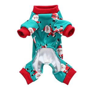 and Home Party M Kitten Cats Creative Xmas for Sdz Shirts Santa Christmas Decor Cat Claus Jumpsuit Pajamas Dogs Pet Dog Holiday Green Puppy Comfortable Size Costume Clothes Outfit