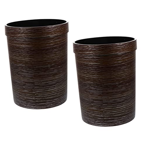 NUOBESTY 2pcs Kitchen Bin Farmhouse Storage Baskets Bedroom Container Buckets Use Imitation Large-Capacity Brown Waste Decor for Trash Wastebasket Color Basket Living Decorative Can Round