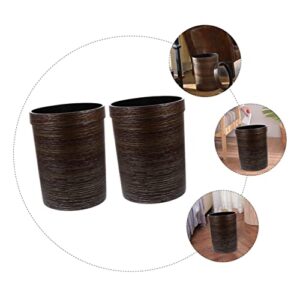 NUOBESTY 2pcs Kitchen Bin Farmhouse Storage Baskets Bedroom Container Buckets Use Imitation Large-Capacity Brown Waste Decor for Trash Wastebasket Color Basket Living Decorative Can Round