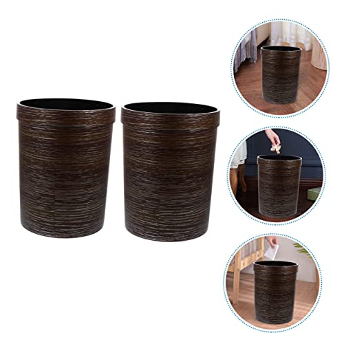 NUOBESTY 2pcs Kitchen Bin Farmhouse Storage Baskets Bedroom Container Buckets Use Imitation Large-Capacity Brown Waste Decor for Trash Wastebasket Color Basket Living Decorative Can Round