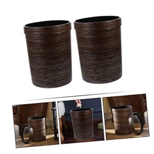 NUOBESTY 2pcs Kitchen Bin Farmhouse Storage Baskets Bedroom Container Buckets Use Imitation Large-Capacity Brown Waste Decor for Trash Wastebasket Color Basket Living Decorative Can Round