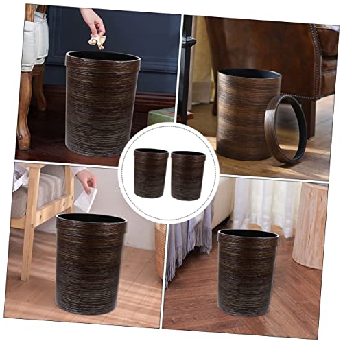 NUOBESTY 2pcs Kitchen Bin Farmhouse Storage Baskets Bedroom Container Buckets Use Imitation Large-Capacity Brown Waste Decor for Trash Wastebasket Color Basket Living Decorative Can Round