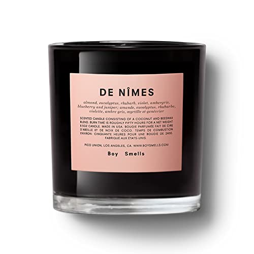 DE NÎMES Boy Smells Candle | 50 Hour Long Burn | Coconut & Beeswax Blend | Luxury Scented Candles for Home (8.5 oz)