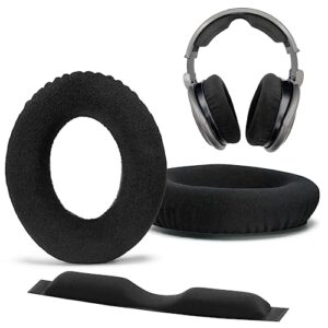 ahg replacement ear pads & headband cushion pad compatible with sennheiser headphones hd600 hd650 hd 660s hd 660s2 massdrop x hd 6xx hd58x jubilee & hd580 - premium velour & high-density foam (black)