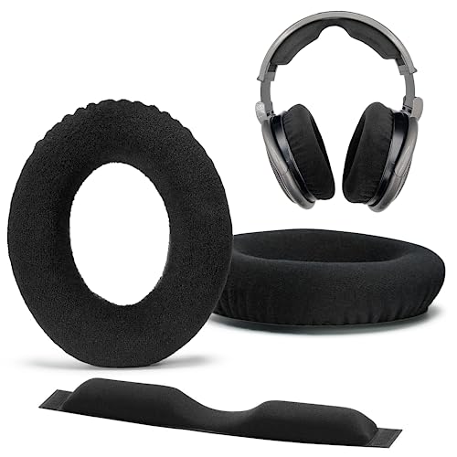 AHG Replacement Ear Pads & Headband Cushion Pad Compatible with Sennheiser Headphones HD600 HD650 HD 660S HD 660S2 Massdrop X HD 6XX HD58X Jubilee & HD580 - Premium Velour & High-Density Foam (Black)