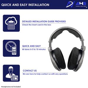 AHG Replacement Ear Pads & Headband Cushion Pad Compatible with Sennheiser Headphones HD600 HD650 HD 660S HD 660S2 Massdrop X HD 6XX HD58X Jubilee & HD580 - Premium Velour & High-Density Foam (Black)