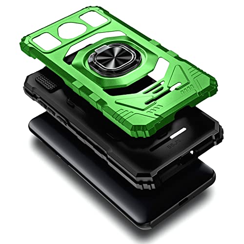 WDHD Compatible with Schok Volt Case SV55 SV55216 with Tempered Glass Screen Protector (Maximum Coverage), Full-Body Protective [Military-Grade], Magnetic Car Ring Holder Cover Case (Green)