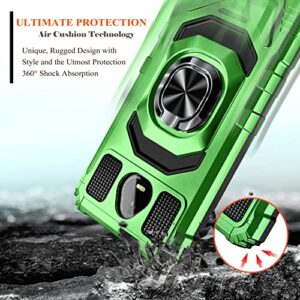 WDHD Compatible with Schok Volt Case SV55 SV55216 with Tempered Glass Screen Protector (Maximum Coverage), Full-Body Protective [Military-Grade], Magnetic Car Ring Holder Cover Case (Green)