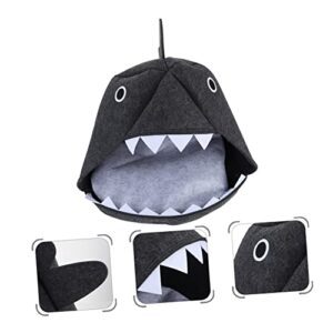 Bed House House-Dark Small Cat Grey Detachable Cat/Felt Super Catscomfortable Washable Pet Slip and Warm Supplies Indoor Kitten Shaped Cave Dark Sofa Dog Rabbit- Perfect Soft