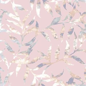 texco inc leaf pattern printed poly rayon spandex french terry diy stretch fabric, pink grey 3 yards
