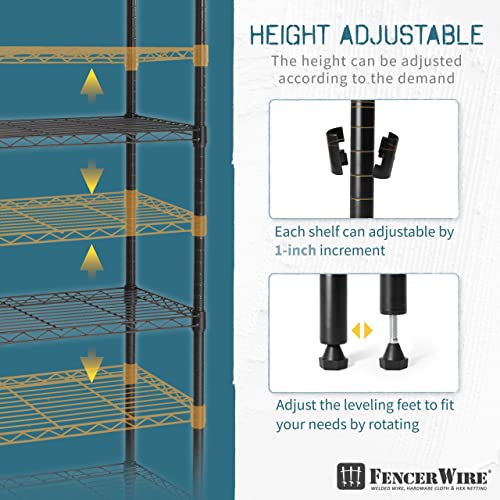 Fencer Wire NSF Adjustable Height Wire Shelving w/Liner, Basement Storage Shelving, Metal Steel Storage Shelves, Kitchen, Garage Shelving Storage Organizer, Utility Shelf, 3-Tier W/Liners, Silver