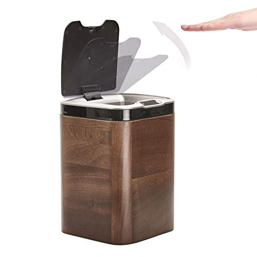 CZDYUF Smart Wooden Living Room Sense Trash Can Household Inductive Ashbin Dynamic Storage Bucket Large Garbage Cans