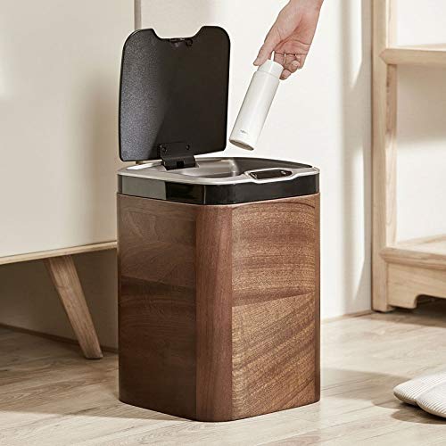 CZDYUF Smart Wooden Living Room Sense Trash Can Household Inductive Ashbin Dynamic Storage Bucket Large Garbage Cans