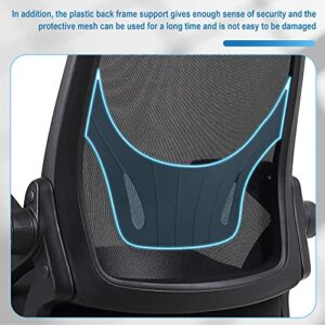 Ergonomic Mesh Office Desk Chair, Mid-Back Task Chair with Flip-Up Arms, Tilt Function and Lumbar Support, Black Computer Chair