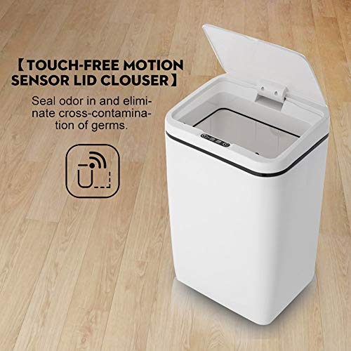 CZDYUF 12L Smart Trash Can Automatic Induction Motion Sensor Dustbin Home Kitchen Bathroom Waste Garbage Bin White