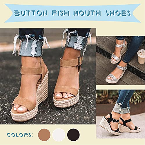 Quealent Sandals for Women Casual Summer Platform Espadrille High Heel Sandals 2022 Casual Sandals Shoes Open Toe Roman Shoes