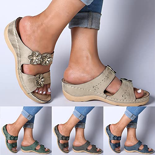 Quealent Sandal Shoes Women Premium Orthopedic Open Toe Sandals Vintage Anti-Slip Breathable for Summer