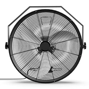 infinipower 18 inch high velocity wall mount fan with rack, 3 speed industrial/commercial metal ventilation fan