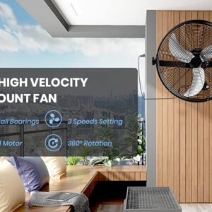 InfiniPower 18 Inch High Velocity Wall Mount Fan with Rack, 3 Speed Industrial/Commercial Metal Ventilation Fan