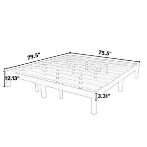 HomSof King Size Solid Wood Platform Bed, No Box Spring Needed, Strong Wood Slat Support, Easy Assembly