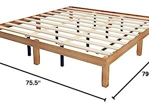 HomSof King Size Solid Wood Platform Bed, No Box Spring Needed, Strong Wood Slat Support, Easy Assembly