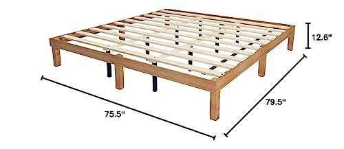 HomSof King Size Solid Wood Platform Bed, No Box Spring Needed, Strong Wood Slat Support, Easy Assembly