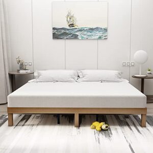 homsof king size solid wood platform bed, no box spring needed, strong wood slat support, easy assembly