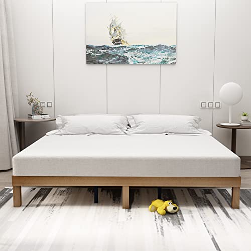 HomSof King Size Solid Wood Platform Bed, No Box Spring Needed, Strong Wood Slat Support, Easy Assembly