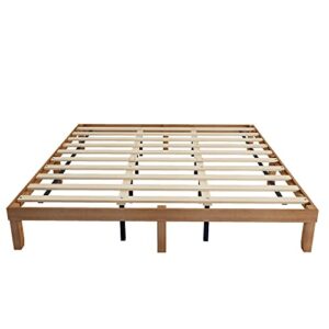 HomSof King Size Solid Wood Platform Bed, No Box Spring Needed, Strong Wood Slat Support, Easy Assembly