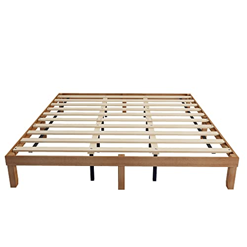 HomSof King Size Solid Wood Platform Bed, No Box Spring Needed, Strong Wood Slat Support, Easy Assembly