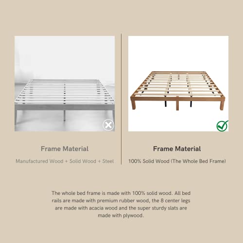 HomSof King Size Solid Wood Platform Bed, No Box Spring Needed, Strong Wood Slat Support, Easy Assembly