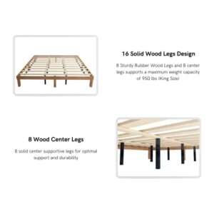 HomSof King Size Solid Wood Platform Bed, No Box Spring Needed, Strong Wood Slat Support, Easy Assembly