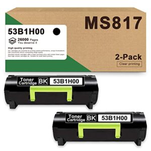 2-pack (black) dra compatible ms817 53b1h00 toner cartridge use replacement for lexmark ms817n ms817dn ms818dn ms817 printer
