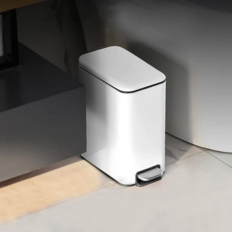 UXZDX Bathroom Trash Can Living Room Stainless Steel Trash Can Narrow Rubbish Bin