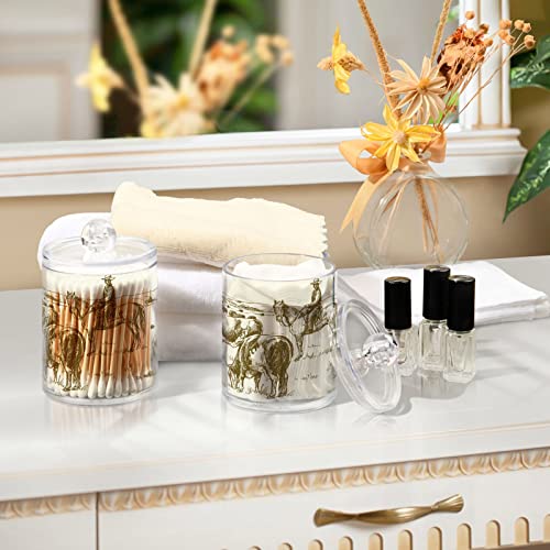 Kigai 2PCS Glass Qtip Holder,Cow Boys Apothecary Jars Bathroom Accessories Bathroom Canisters Organizer Countertop Q Tip Holder