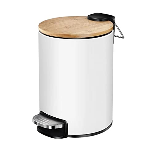 UXZDX Stainless Steel Trash Can Lid Step-On Garbage Container Trash Bin for Kitchen Bathroom Bedroom