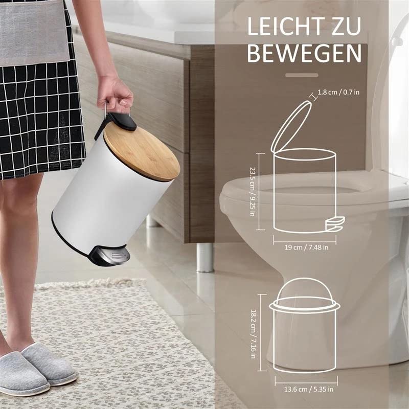 UXZDX Stainless Steel Trash Can Lid Step-On Garbage Container Trash Bin for Kitchen Bathroom Bedroom