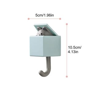 FRAPAN 4PCS Creative Adhesive Coat Hook, Cute Cat Hooks Wall Mounted, Wall Mounted Adhesive Hook Coat Hooks Mouse Chick Bear Hooks Cute Pet Hooks for Wall Hanging Decorations Without Drilling