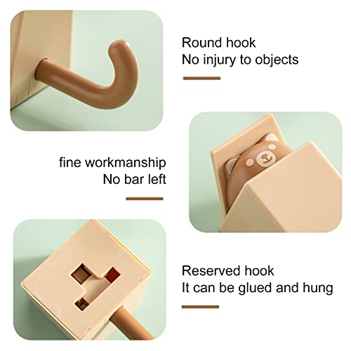 FRAPAN 4PCS Creative Adhesive Coat Hook, Cute Cat Hooks Wall Mounted, Wall Mounted Adhesive Hook Coat Hooks Mouse Chick Bear Hooks Cute Pet Hooks for Wall Hanging Decorations Without Drilling