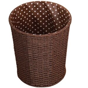 patkaw woven baskets woven laundry basket rattan woven waste baskets round trash bin garbage bin basket organizer bathroom offices home decoration (coffee) woven baskets woven laundry basket