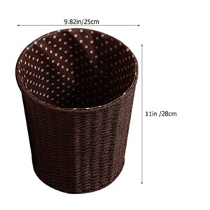 PATKAW Woven Baskets Woven Laundry Basket Rattan Woven Waste Baskets Round Trash Bin Garbage Bin Basket Organizer Bathroom Offices Home Decoration (Coffee) Woven Baskets Woven Laundry Basket