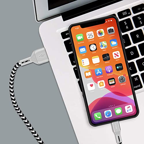 6 Inch iPhone Charger, Lightning Cable 3 Pack [Apple Approved Fast USB Charging] Braided Short iPhone Charger Cord Compatible with Apple iPhone 14/13/12/11 Pro/XS MAX/XR/X/8/7/Plus/6S/SE/iPad Mini/Air