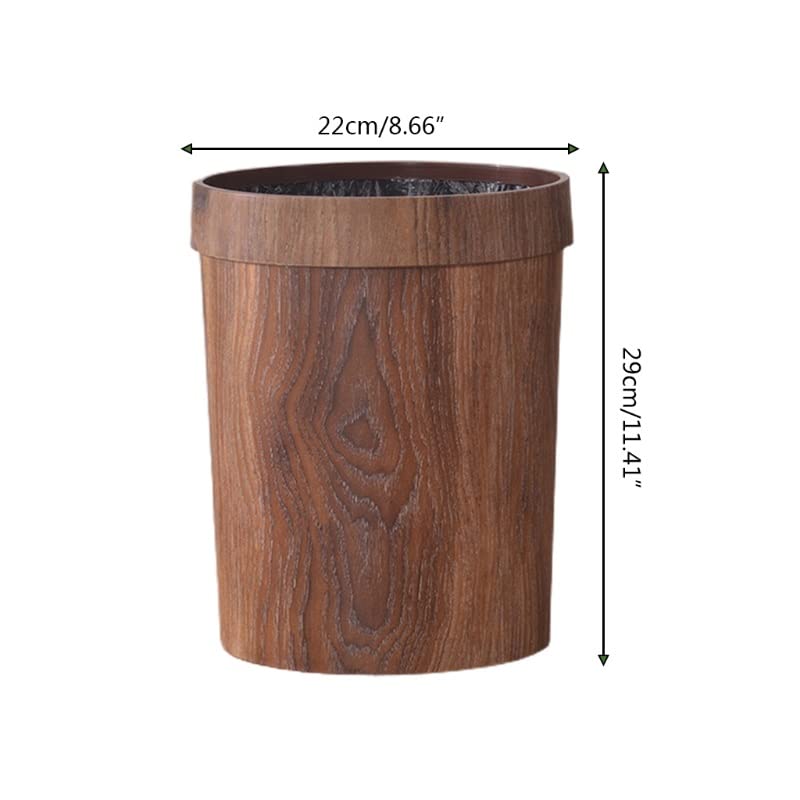 UXZDX Wood Grain Trash Can Home Living Room Kitchen Garbage Bin Office Toilet Paper Basket Bathroom Bedroom Supplies