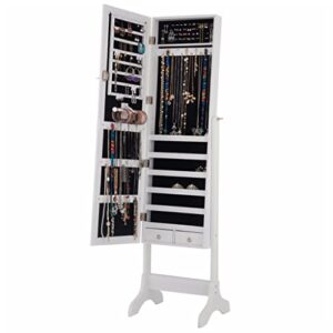 IRDFWH Lockable Jewelry Wardrobe Storage Organizer Box With Drawers White Home Furniture