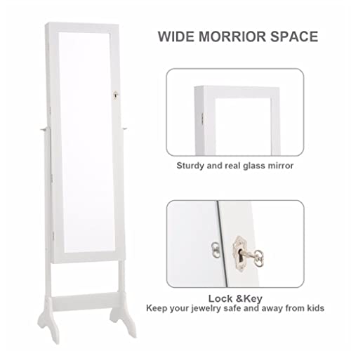 IRDFWH Lockable Jewelry Wardrobe Storage Organizer Box With Drawers White Home Furniture