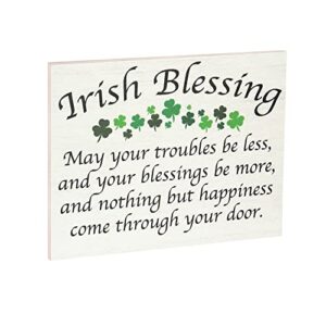 jennygems st patricks day decor, irish blessing sign, may your troubles be less and your blessings be more, irish prayer, irish decor, 7.25 x 6 hanging wood sign