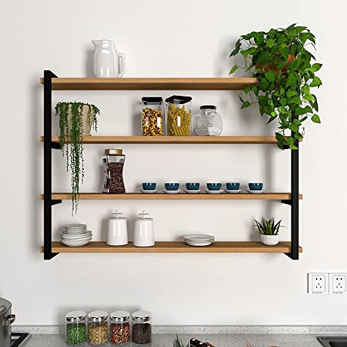 Tyagi-Export Wood Shelves - Shelf 36 Inch(Width) X 24 Inch(Height) - Handcrafted in India - Wide Wooden Wall Shelves for Living Room Bedroom Kitchen Bathroom Farmhouse Backlit Wall Shelf