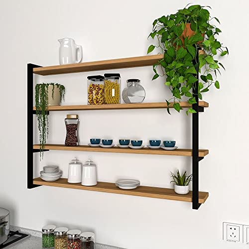 Tyagi-Export Wood Shelves - Shelf 36 Inch(Width) X 24 Inch(Height) - Handcrafted in India - Wide Wooden Wall Shelves for Living Room Bedroom Kitchen Bathroom Farmhouse Backlit Wall Shelf