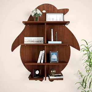 tyagi-export penguin shape wood wall shelf/book shelf/wall storage shelf regular (28 inches x 32 inches) handcrafted in india - for living room bedroom kitchen bathroom farmhouse